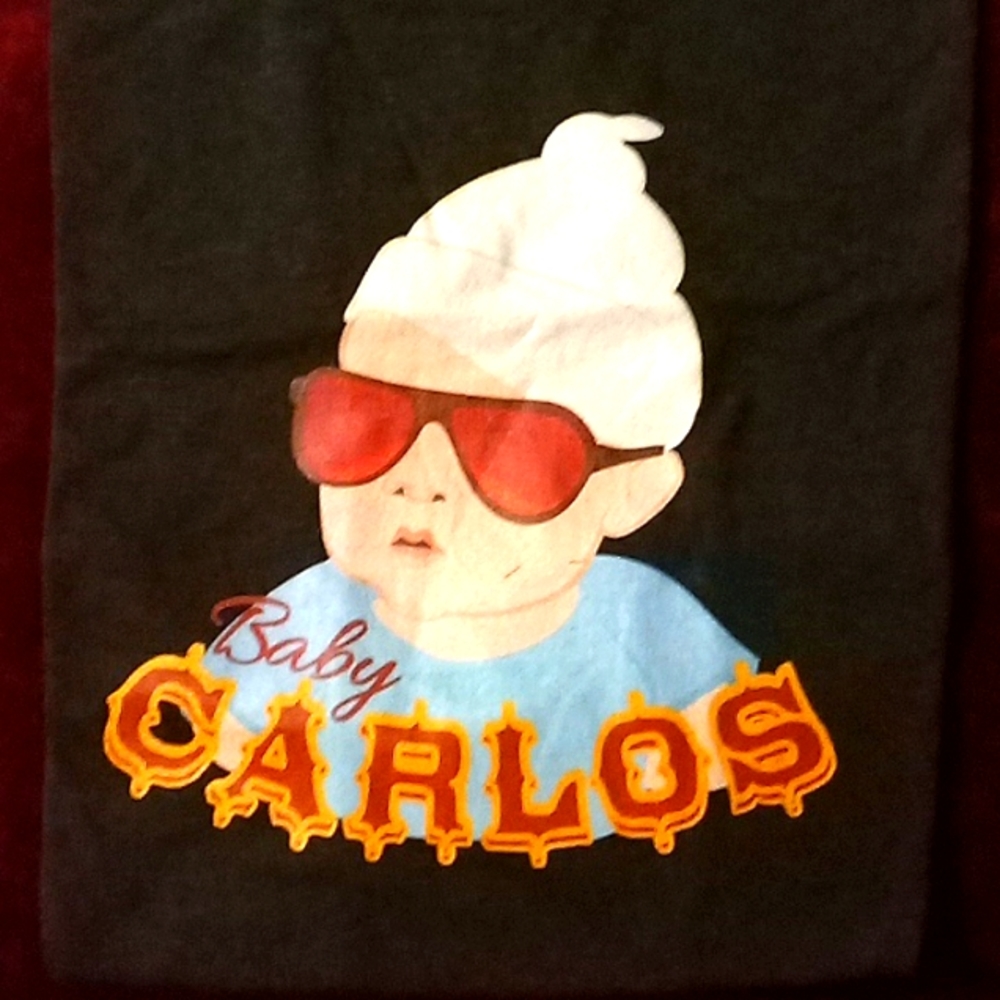 women's T-shirt dark gray 50% polyester,25% cotton,25% rayon, medium Baby Carlos